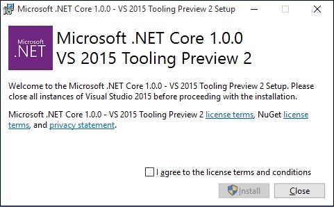 微软.NET核心1.0.0