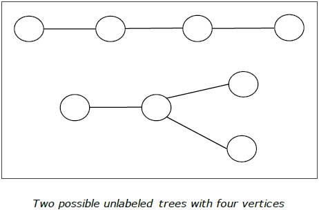 两个可能的具有四个顶点的未标记树