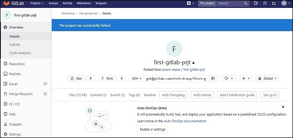 GitLab 分叉项目