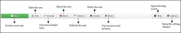 joomla 用户管理器工具栏