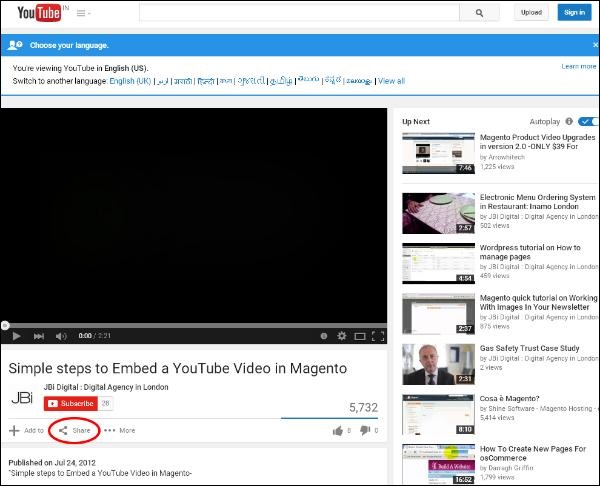 Magento 设置 Youtube 视频
