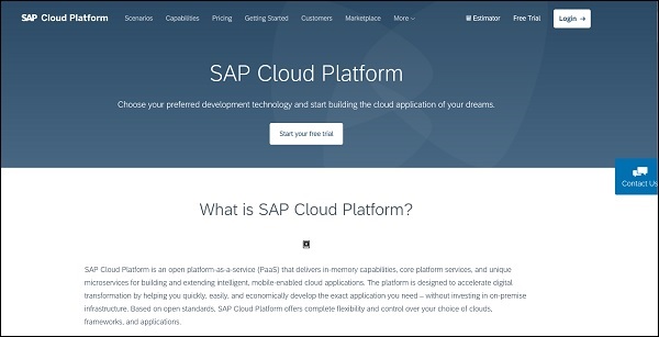 SAP云平台网页