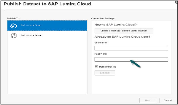 发布 SAP Lumira Cloud Step2