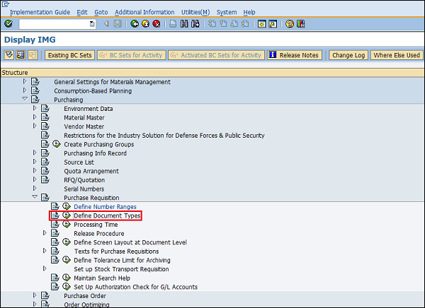 SAP配置文档类型pr