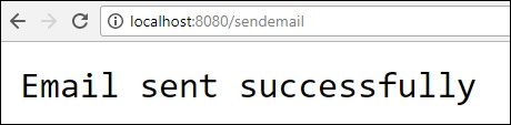 电子邮件发送成功浏览器窗口