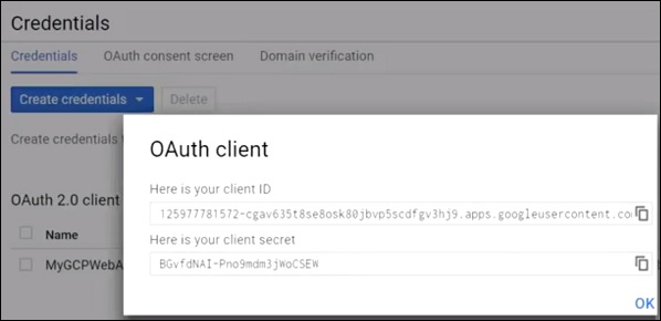 OAuth2 客户端 ID 已创建