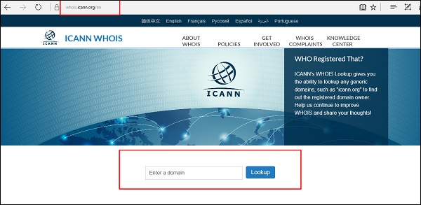 ICANN Whois 页面